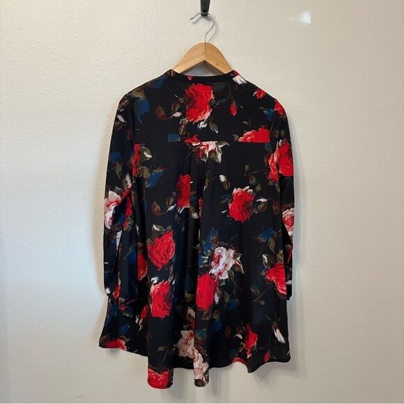 Altar'd State Tunic Blouse with Red Floral Design - Picture 3 of 3
